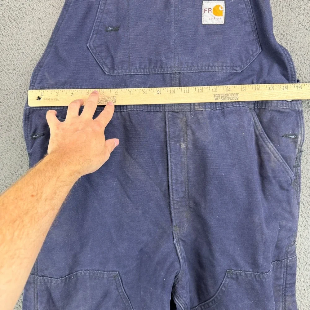 Carhartt FR FRR43 DNY Flame Resistant Quilt Lined Bib Overalls Navy Blue Medium